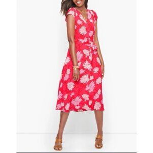 Talbots Midi Dress 12P 12 P Pink Black Short Sleeve Career Church NWT Washable